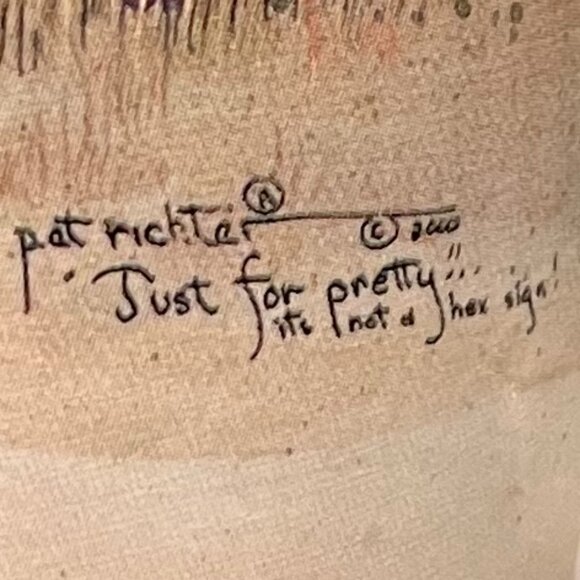 “Just for Pretty" Art Mug by Pat Richter 2003 ~ Red Barn w/ Star Quilt Hex Sign - Picture 9 of 13